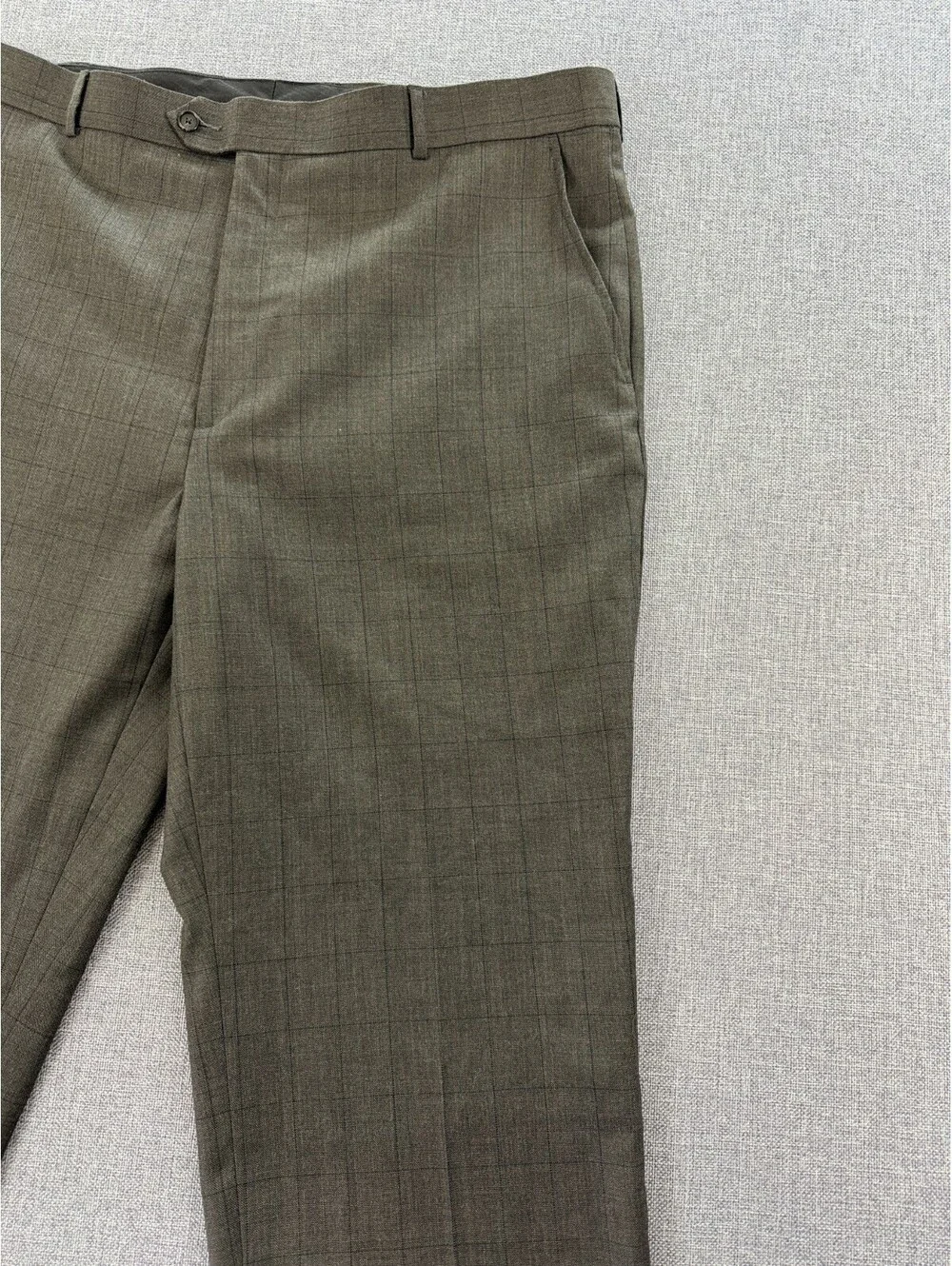Stafford Classic Fit Mens Dress Pants 42x32 Brown Check Wool Blend